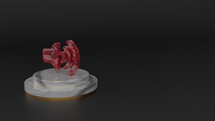 3D rendering of red gemstone symbol of volume up icon