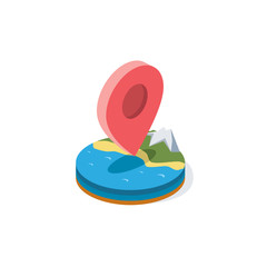 Poster - Map label. Vector 3d isometric, color web icon, new flat style. Creative illustration design, idea for infographics.