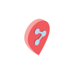 Poster - Map label link. Vector 3d isometric, color web icon, new flat style. Creative illustration design, idea for infographics.