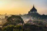 Scenic sunrise above Thatbyinnyu temple in Bagan, Myanmar