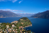 Fototapeta Do pokoju - Panoramic view of Lake Como, the city of Bellagio. Aerial view. Autumn season