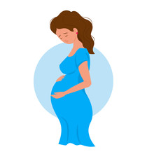 Sad Pregnant Woman Or Unhappy Teen Girl With Unwanted Baby, Depressed Future Mother Who Tired Or Sick, Social Problem Of Unintended Childbirth, Isolaed On White Background For Mother Care Poster