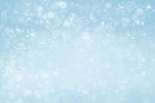 Abstract Winter Background With Snowflakes, Christmas Background With Heavy Snowfall, Snowflakes In The Sky