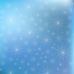 Poster - Winter snowy background. Concept design. Blue background. Xmas snow flake pattern. Winter season. Christmas greeting card. Magic concept. Merry christmas. Snowflake vector. Postcard design element.
