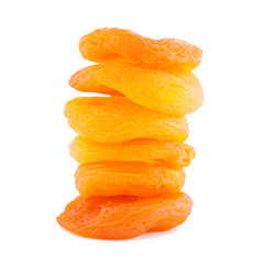 Wall Mural - Dried apricot ingredient closeup isolated on a white background. One orange apricot fruit with clipping path