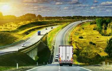 Wall Mural -   Highway with truck traffic