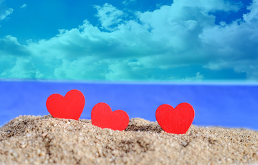 Wall Mural - Heart sign on sea beach,love concept.