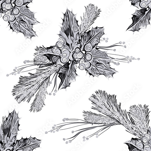 Christmas seamless pattern. Watercolor background. Hand painted illustration.