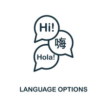 Language Options Icon Outline Style. Thin Line Creative Language Options Icon For Logo, Graphic Design And More