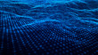 Technology wave of particles landscape beautiful wave shaped array of glowing dots abstract background with a lines dynamic wave big data