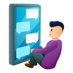 Poster - Smartphone chat addiction icon. Cartoon of smartphone chat addiction vector icon for web design isolated on white background