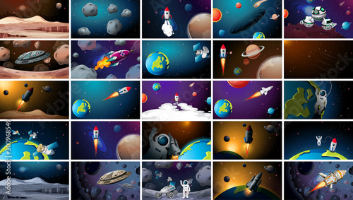 Large set of different space scenes Canvas Print