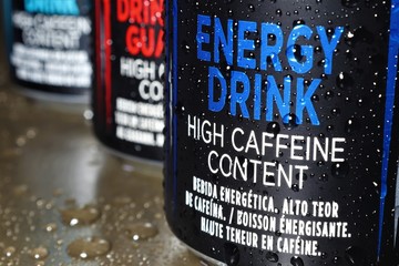 Johannesburg,South Africa.October 2019.Energy drink with high caffeine content.Large amounts of caffeine may cause serious heart and blood vessel problems and can also trigger panic attacks.