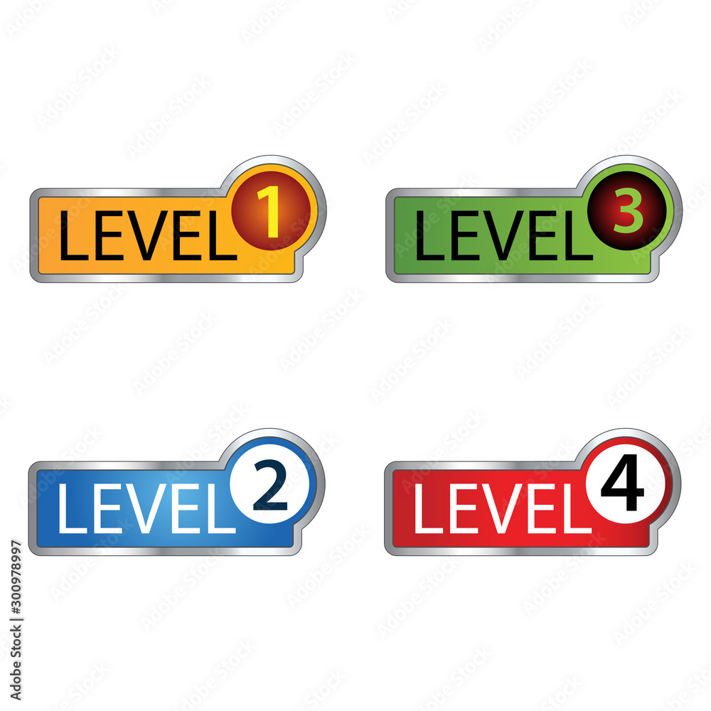 Level colorful button set. vector modern material style buttons Stock ...