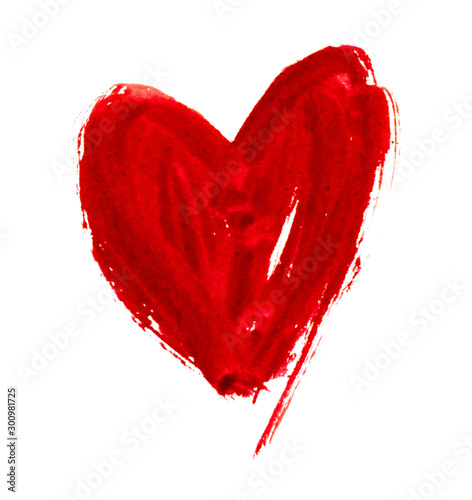 Fotografía Hand-drawn painted red heart, element for design