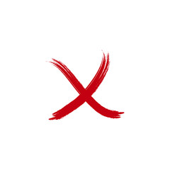 Wall Mural - X red mark cross sign icon isolated on white background. Vector illustration