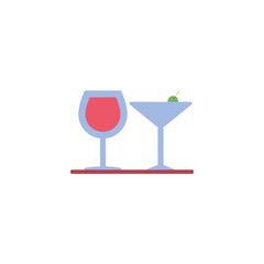 Canvas Print - Isolated cocktail and wine glass flat design