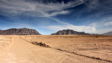 Afghanistan Landscape, Desert Plain Against The Backdrop Of Mountains