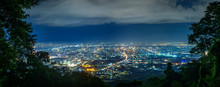 City Night From The View Point On Top Of Mountain , Chiang Mai ,Thailand