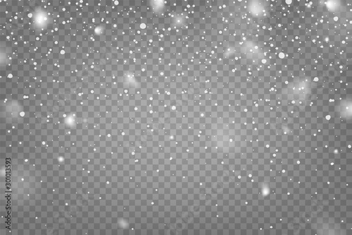 Fotomural Realistic falling snow with snowflakes and clouds