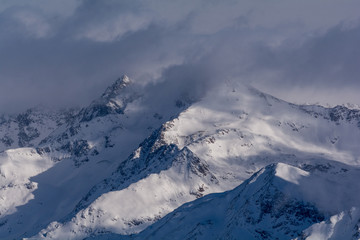 Wall Mural - Mountain peak in the mountains. View over the Alps, from Kaunertal Glacier area, in Tyrol, Austria.