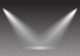 Wall Mural - projector light effect isolated on transparent background. vector glow stage spotlights. shine spot 