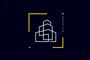 Wall Mural - Minimalist skyscraper city building line art logo design vector graphic