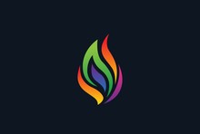 Colorful Rainbow Fire Flame Modern Logo Design Vector Graphic