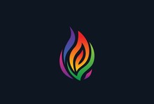 Colorful Rainbow Fire Flame Modern Logo Design Vector Graphic