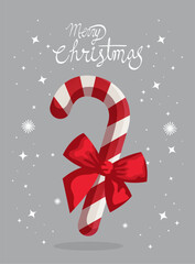 Poster - merry christmas poster and sweet cane with bow ribbon design