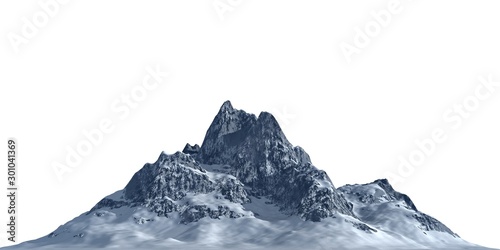 Snowy mountains Isolate on white background 3d illustration Canvas Print