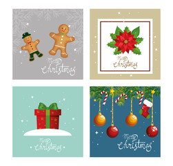 Poster - set poster of merry christmas and decoration vector illustration design