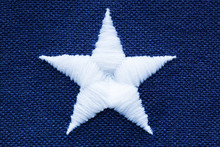 Close Up Of White Star On USA Or US American Flag