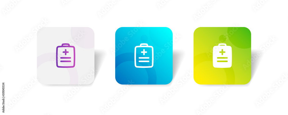 Medical clip board round icon in outline and solid style with colorful ...
