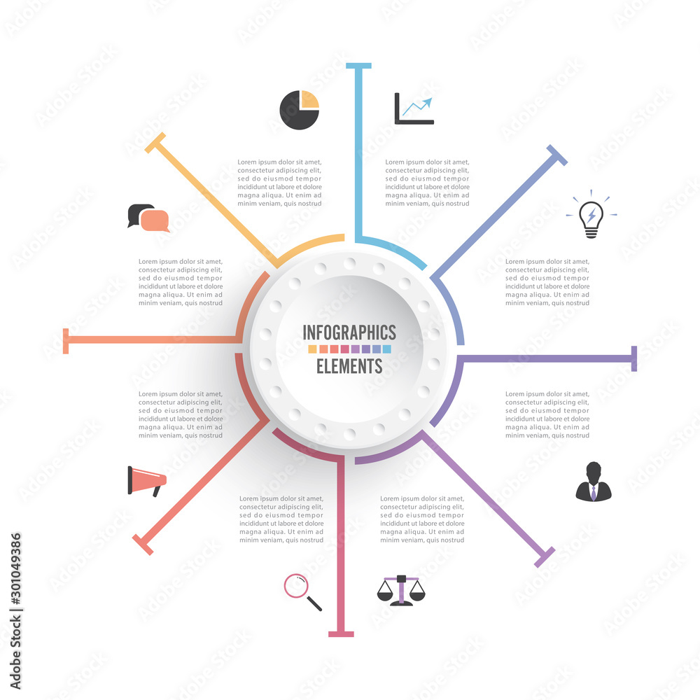 Vector illustration infographics. Business concept with 8 options. For ...