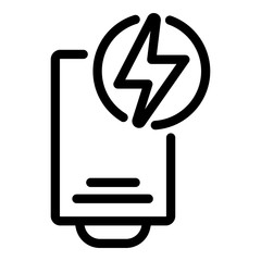 Poster - Boiler with lightning icon. Outline boiler with lightning vector icon for web design isolated on white background