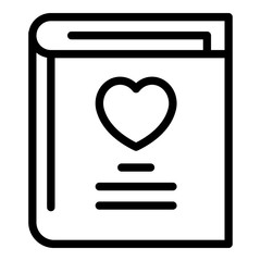 Poster - Book with a heart icon. Outline book with a heart vector icon for web design isolated on white background