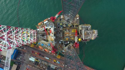 Wall Mural - Drilling Rig top view, Aerial view of jack up rig with plant maintenance services