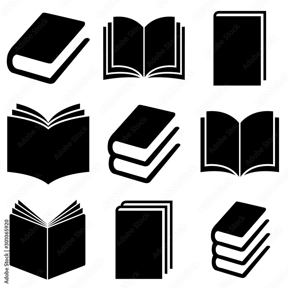 Book set icon, logo isolated on white background - obrazy, fototapety, plakaty 