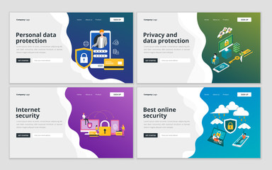 Landing page template of personal data protection, privacy and internet security for website and mobile website development