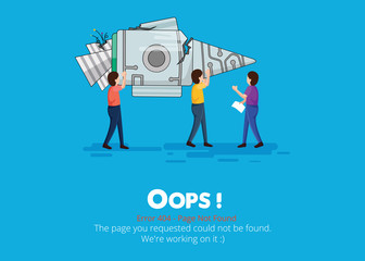Poster - Error 404 page layout vector design. Website 404 page creative concept. The page you requested could not be found. Oops 404 error page.