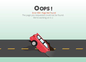 Poster - Error 404 page layout vector design. Website 404 page creative concept. The page you requested could not be found. Oops 404 error page.