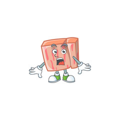 Sticker - Meat with surprised character on white background