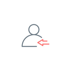 Poster - Login Profile with arrow in icon vector, line outline user account, authorized member. Editable stroke. Stock Vector illustration isolated on white background.