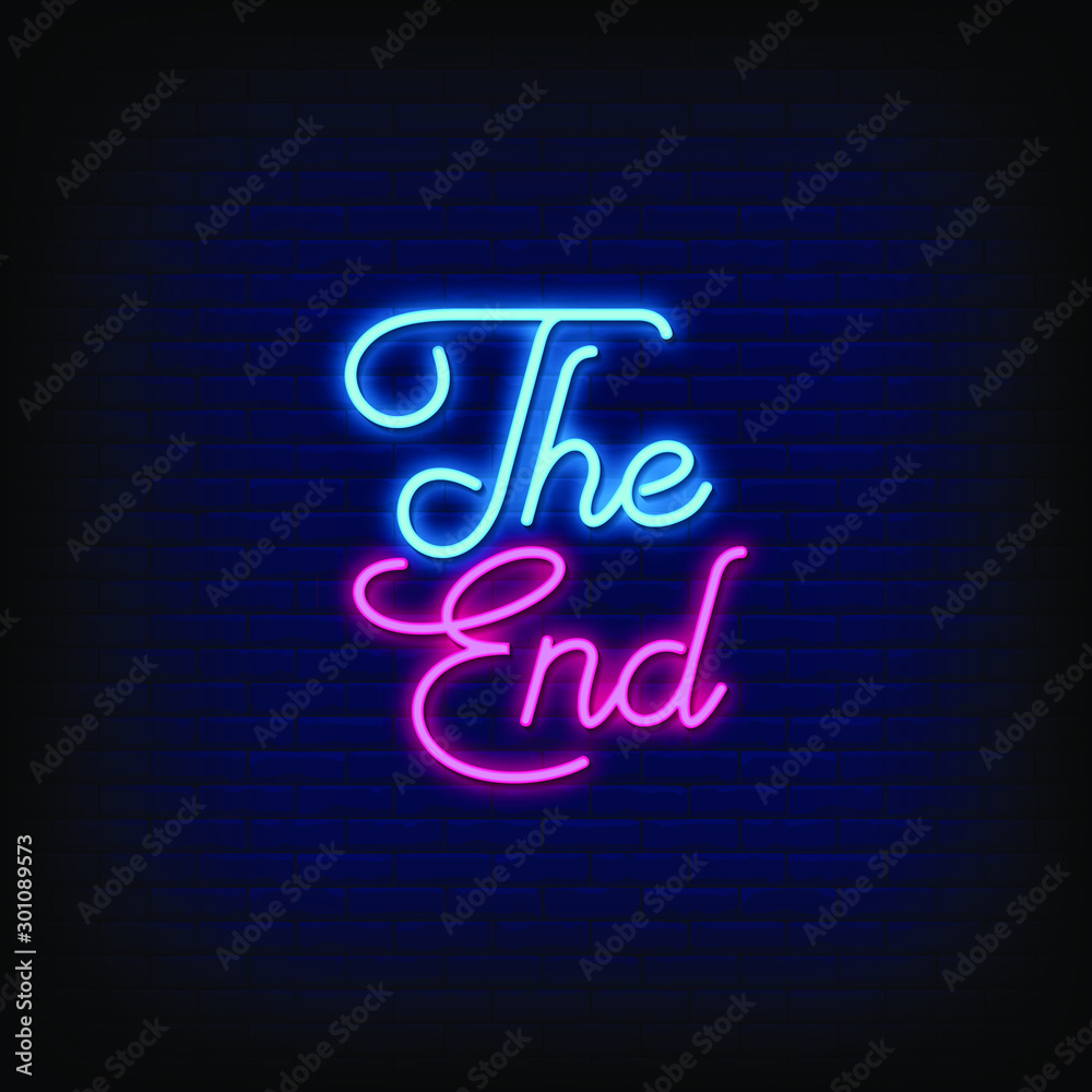 The End Neon Signs Style Text Vector Stock Vector | Adobe Stock