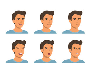 Wall Mural - Set of man emotion. Vector flat style illustration