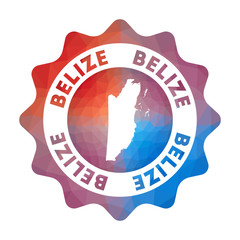 Poster - Belize low poly logo. Colorful gradient travel logo of the country in geometric style. Multicolored polygonal Belize rounded sign with map for your infographics.