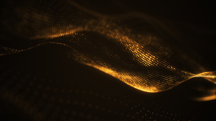 Wall Mural - particle luxury gold abstract background wavy movement for happy new year and merry christmas festiv