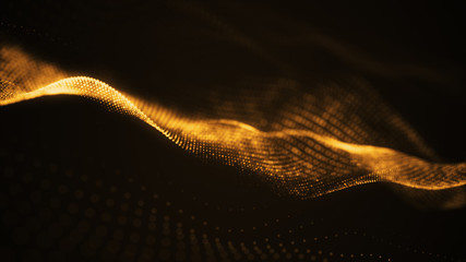 Wall Mural - particle luxury gold abstract background wavy movement for happy new year and merry christmas festiv