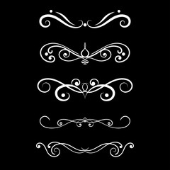 Wall Mural - Floral decorative ornament on black background